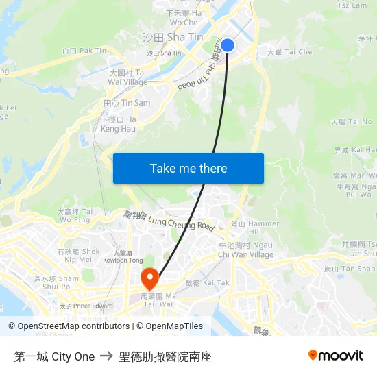 第一城 City One to 聖德肋撒醫院南座 map