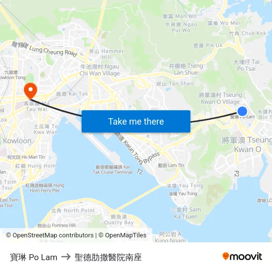 寶琳 Po Lam to 聖德肋撒醫院南座 map