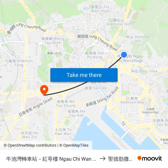 牛池灣轉車站－紅萼樓 Ngau Chi Wan Bbi - Hung Ngok House to 聖德肋撒醫院南座 map
