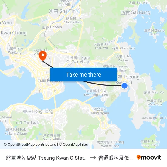 將軍澳站總站 Tseung Kwan O Station Bus Terminus to 普通眼科及低視能中心 map