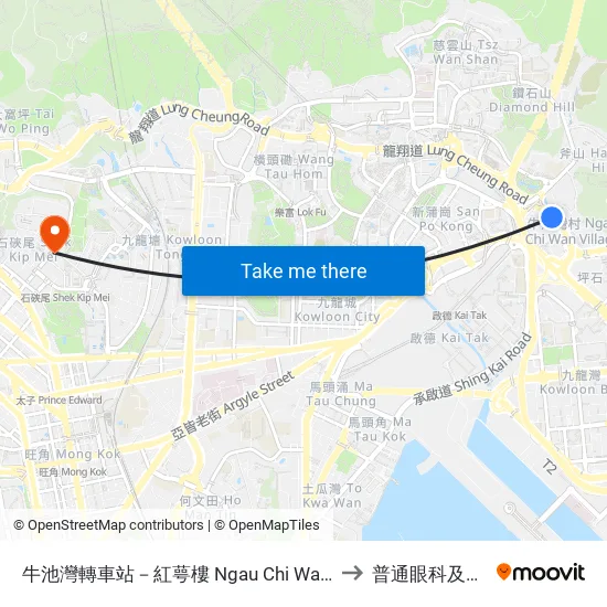 牛池灣轉車站－紅萼樓 Ngau Chi Wan Bbi - Hung Ngok House to 普通眼科及低視能中心 map
