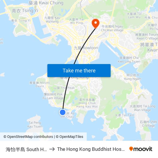 海怡半島 South Horizons to The Hong Kong Buddhist Hospital Block D map