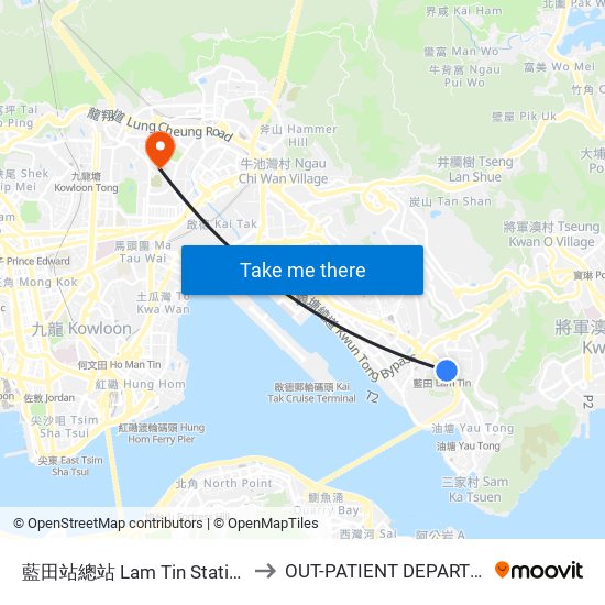 藍田站總站 Lam Tin Station B/T to OUT-PATIENT DEPARTMENT map