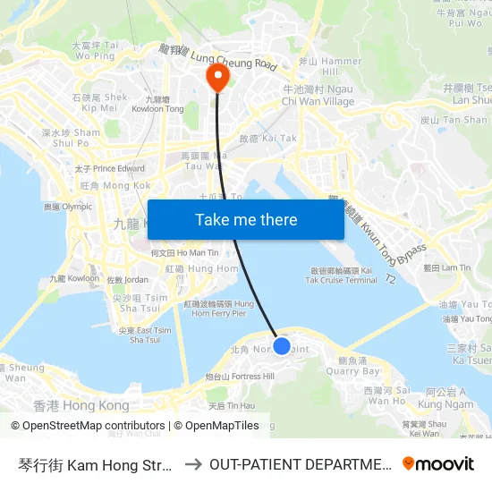 琴行街 Kam Hong Street to OUT-PATIENT DEPARTMENT map