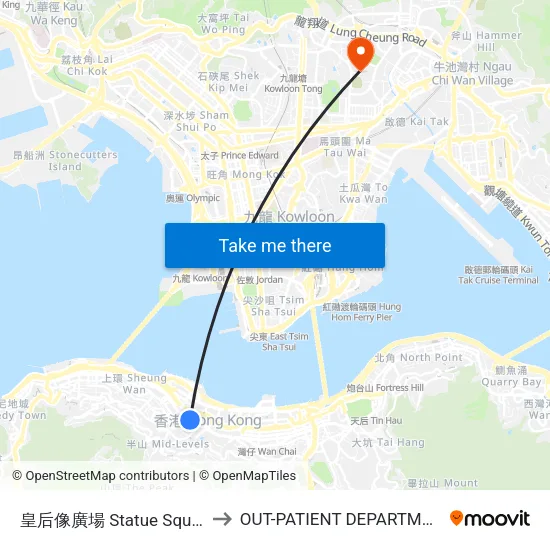 皇后像廣場 Statue Square to OUT-PATIENT DEPARTMENT map