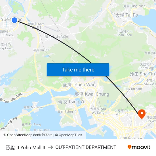 形點 II Yoho Mall II to OUT-PATIENT DEPARTMENT map