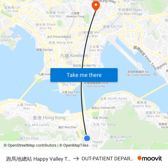 跑馬地總站 Happy Valley Terminus to OUT-PATIENT DEPARTMENT map