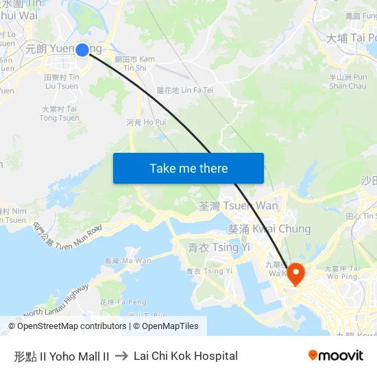 形點 II Yoho Mall II to Lai Chi Kok Hospital map