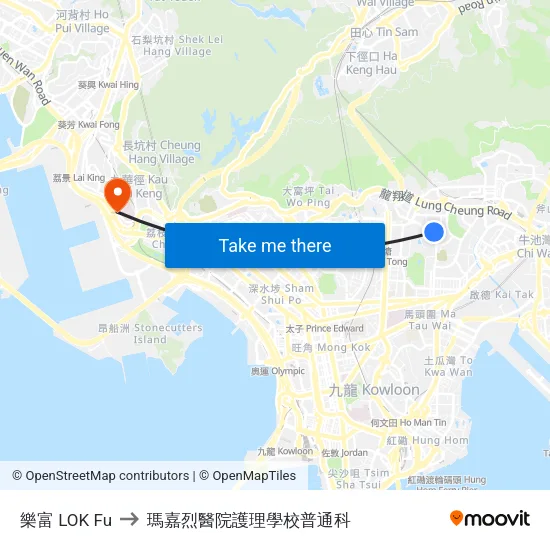 樂富 LOK Fu to 瑪嘉烈醫院護理學校普通科 map