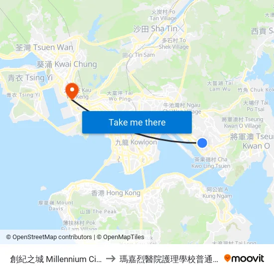 創紀之城 Millennium City to 瑪嘉烈醫院護理學校普通科 map