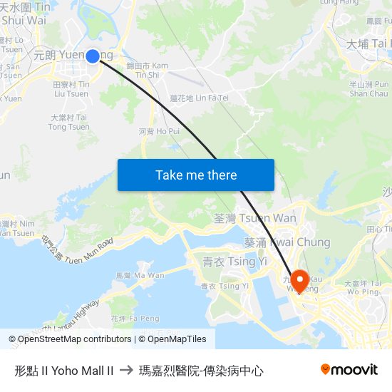 形點 II Yoho Mall II to 瑪嘉烈醫院-傳染病中心 map