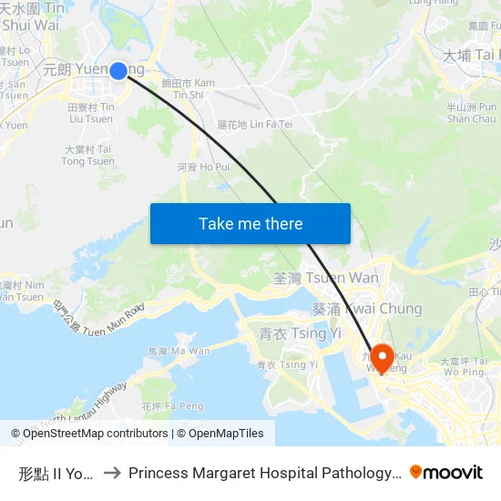 形點 II Yoho Mall II to Princess Margaret Hospital Pathology & Clinical Support Building map