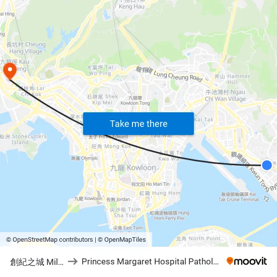 創紀之城 Millennium City to Princess Margaret Hospital Pathology & Clinical Support Building map