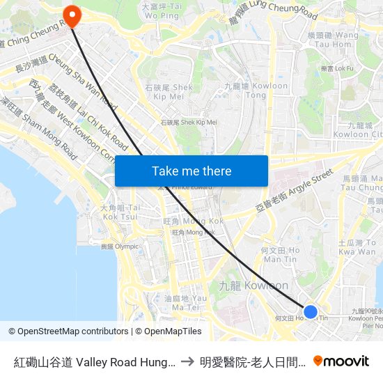紅磡山谷道 Valley Road Hung Hom to 明愛醫院-老人日間醫院 map