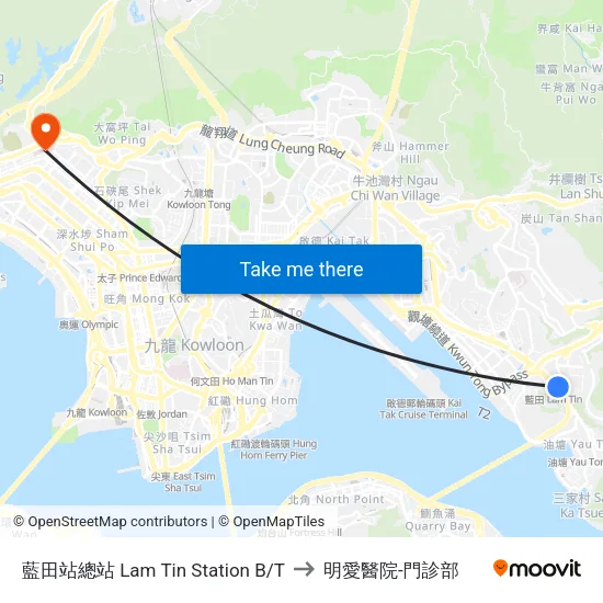 藍田站總站 Lam Tin Station B/T to 明愛醫院-門診部 map