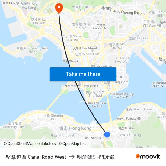 堅拿道西 Canal Road West to 明愛醫院-門診部 map