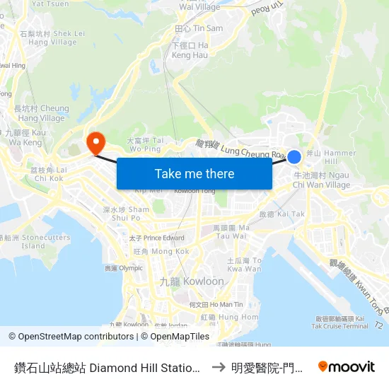 鑽石山站總站 Diamond Hill Station B/T to 明愛醫院-門診部 map