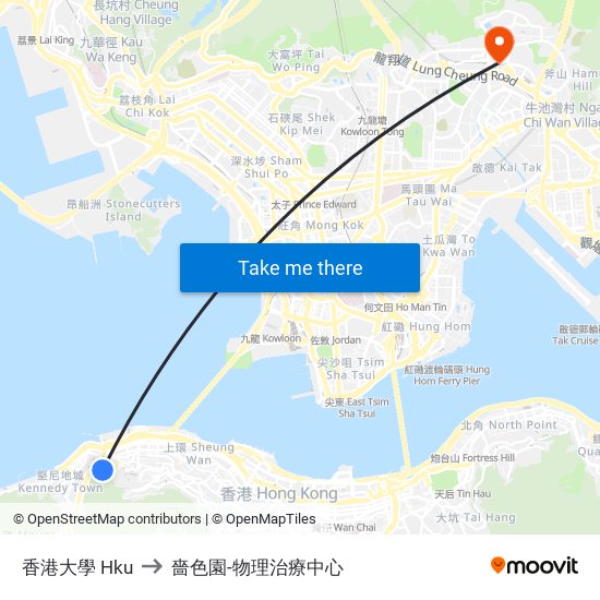 香港大學 Hku to 嗇色園-物理治療中心 map