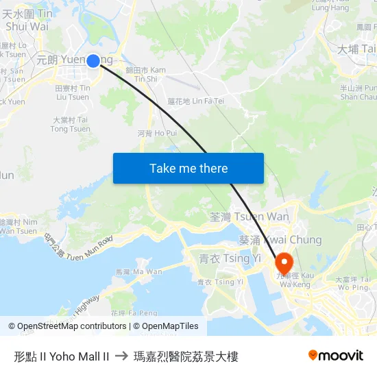 形點 II Yoho Mall II to 瑪嘉烈醫院荔景大樓 map