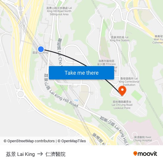 荔景 Lai King to 仁濟醫院 map