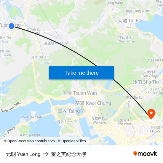 元朗 Yuen Long to 董之英紀念大樓 map