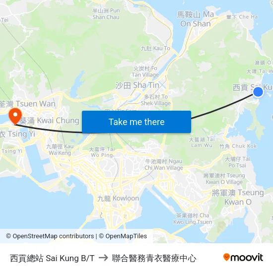 西貢總站 Sai Kung B/T to 聯合醫務青衣醫療中心 map