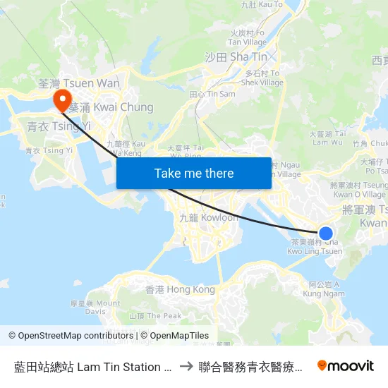 藍田站總站 Lam Tin Station B/T to 聯合醫務青衣醫療中心 map