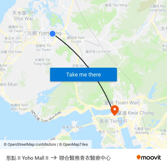 形點 II Yoho Mall II to 聯合醫務青衣醫療中心 map