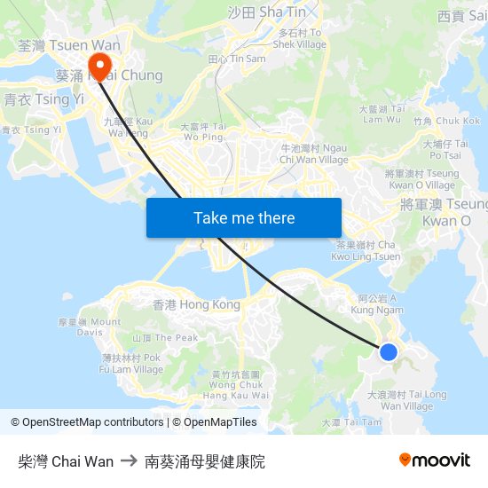 柴灣 Chai Wan to 南葵涌母嬰健康院 map