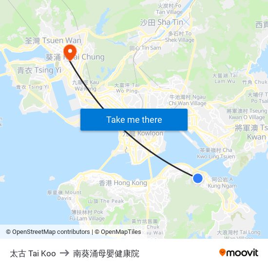 太古 Tai Koo to 南葵涌母嬰健康院 map