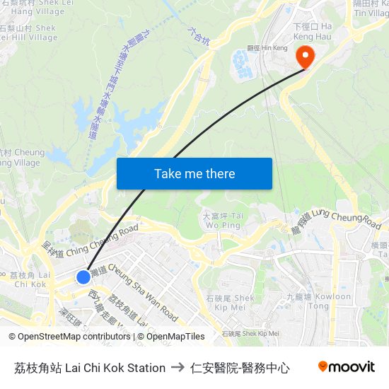 荔枝角站 Lai Chi Kok Station to 仁安醫院-醫務中心 map