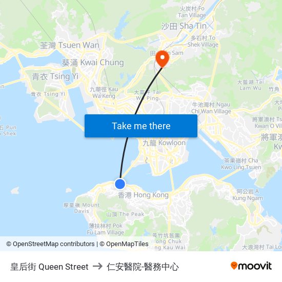 皇后街 Queen Street to 仁安醫院-醫務中心 map