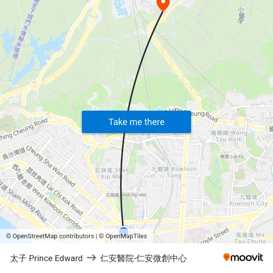 太子 Prince Edward to 仁安醫院-仁安微創中心 map