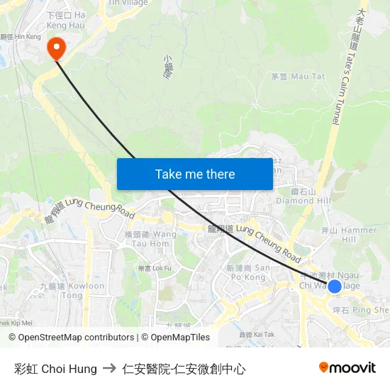 彩虹 Choi Hung to 仁安醫院-仁安微創中心 map