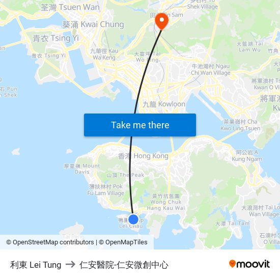 利東 Lei Tung to 仁安醫院-仁安微創中心 map