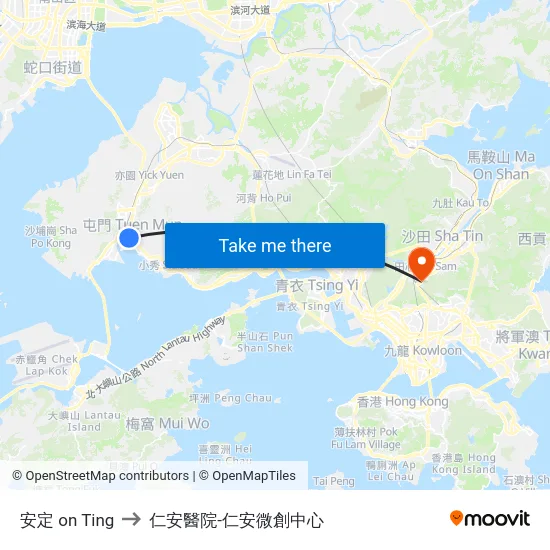 安定 on Ting to 仁安醫院-仁安微創中心 map