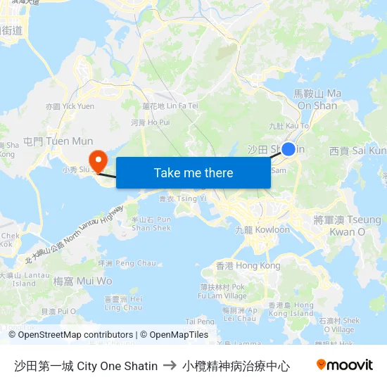 沙田第一城 City One Shatin to 小欖精神病治療中心 map