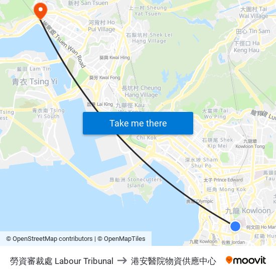 勞資審裁處 Labour Tribunal to 港安醫院物資供應中心 map