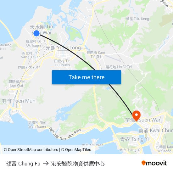 頌富 Chung Fu to 港安醫院物資供應中心 map