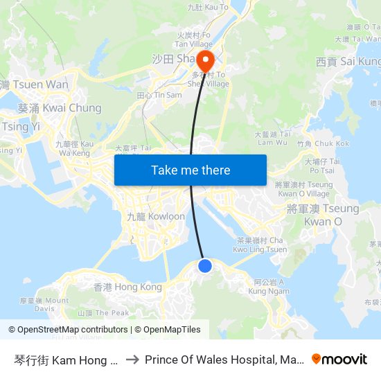 琴行街 Kam Hong Street to Prince Of Wales Hospital, Main Block map