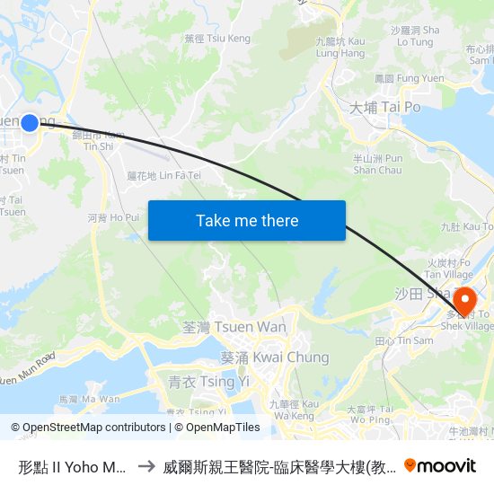 形點 II Yoho Mall II to 威爾斯親王醫院-臨床醫學大樓(教授樓) map