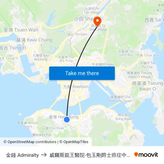 金鐘 Admiralty to 威爾斯親王醫院-包玉剛爵士癌症中心 map
