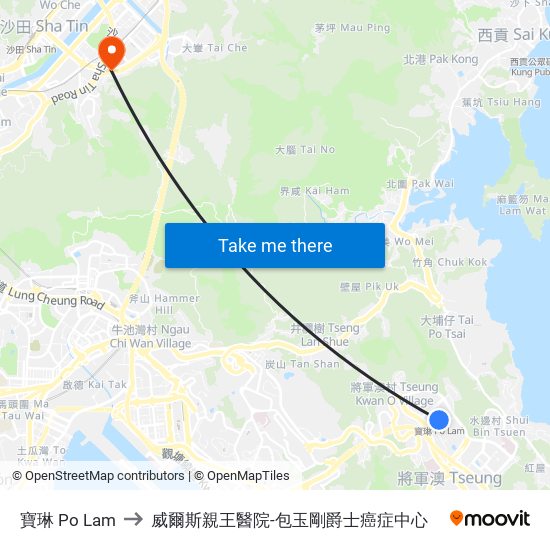 寶琳 Po Lam to 威爾斯親王醫院-包玉剛爵士癌症中心 map