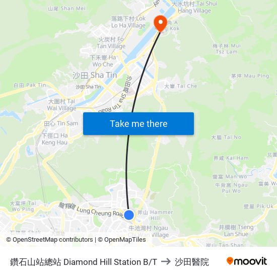 鑽石山站總站 Diamond Hill Station B/T to 沙田醫院 map