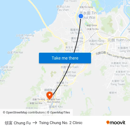 頌富 Chung Fu to Tsing Chung No. 2 Clinic map