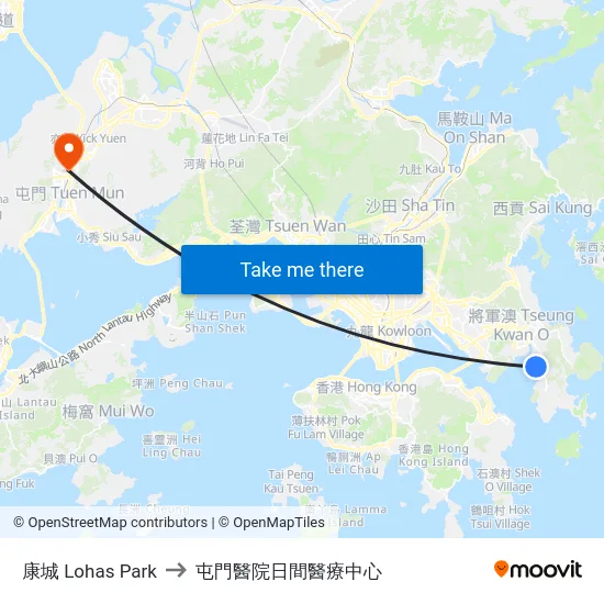 康城 Lohas Park to 屯門醫院日間醫療中心 map