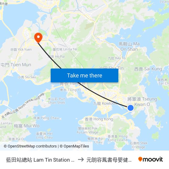 藍田站總站 Lam Tin Station B/T to 元朗容鳳書母嬰健康院 map