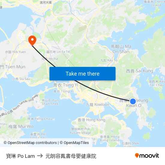 寶琳 Po Lam to 元朗容鳳書母嬰健康院 map