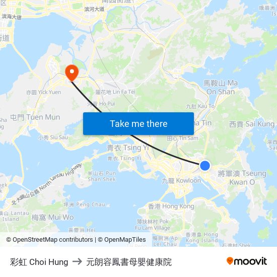 彩虹 Choi Hung to 元朗容鳳書母嬰健康院 map