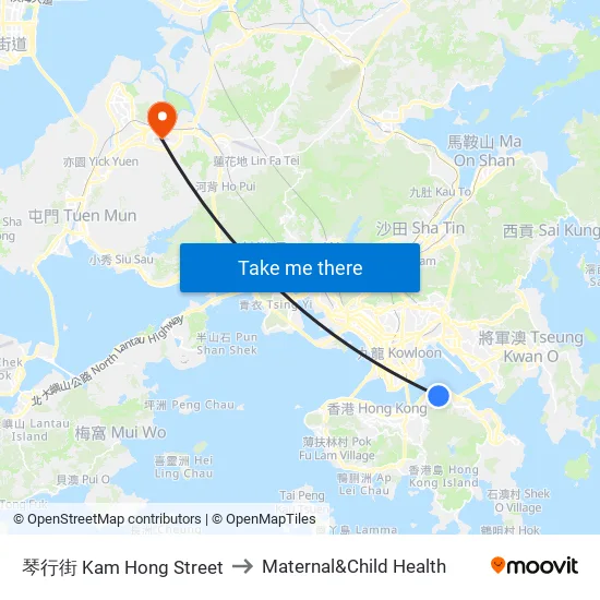 琴行街 Kam Hong Street to Maternal&Child Health map